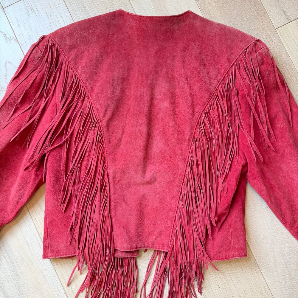 Vintage Scully Red Suede Leather Fringe Jacket Western Concho Women’s - Picture 11 of 12